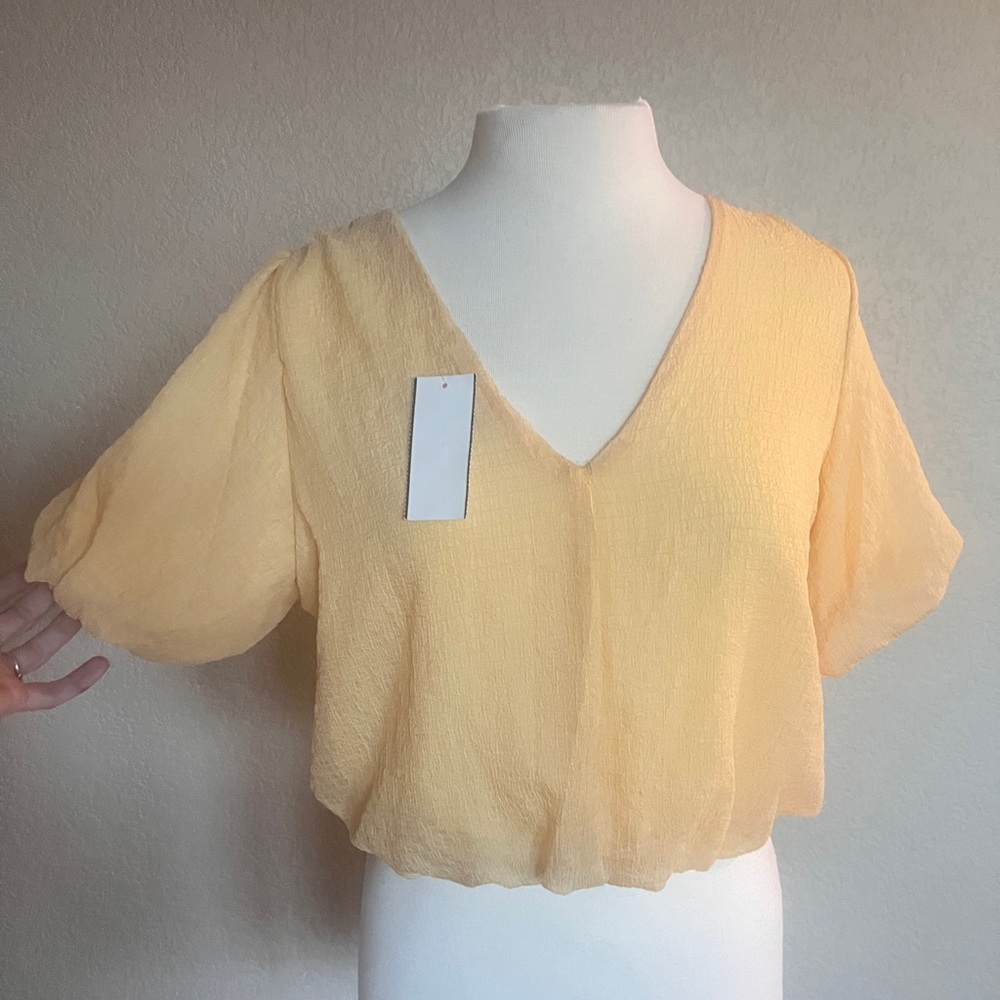 ASTR THE LABLE Short Sleve Layered Gauze Top Size M
